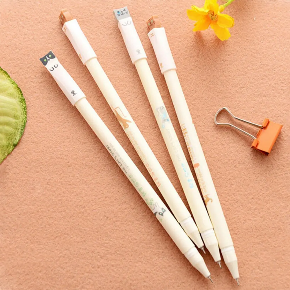 

6Pcs Cat Gel Pens 0.38mm Fine Tip Black Ink Effortless Gliding Note Taking Supplies for Students and Kids Cat Pens