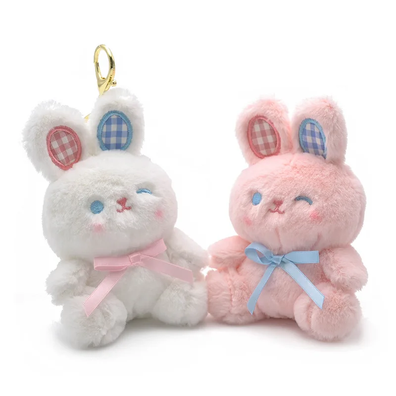 new Cute Trendy Sweet Pink White Summer Colorful Rabbit Naughty Blinking bunny pendant  Exquisite toy soft fashione Keychain