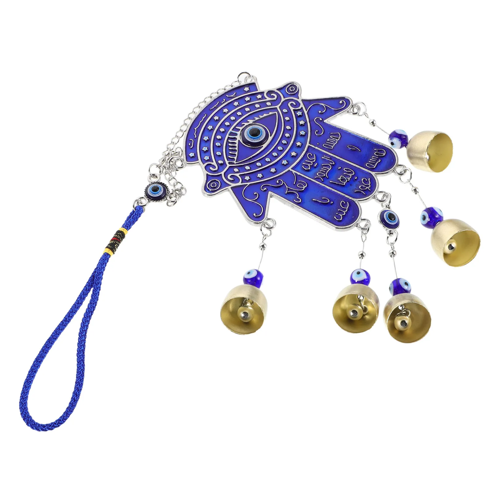 Car Hanging Ornament Blue Hand Bell Evil Eye Charm Stylish Lucky Charm Car Interior Decoration Home Office Hanging Accessories