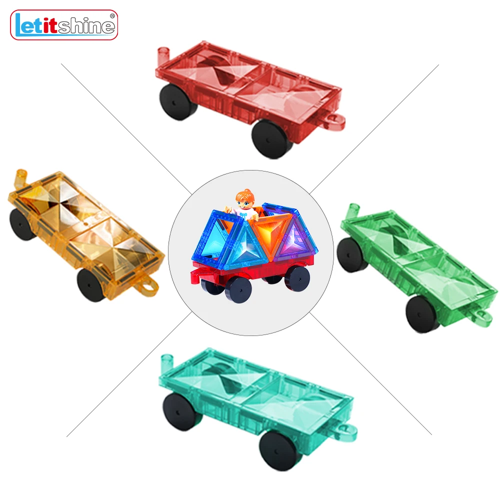 Coches para azulejos magnéticos, juguetes, modelo de vehículo, tren magnético, camión, rueda, bloques de construcción, educación Montessori, niños, niñas