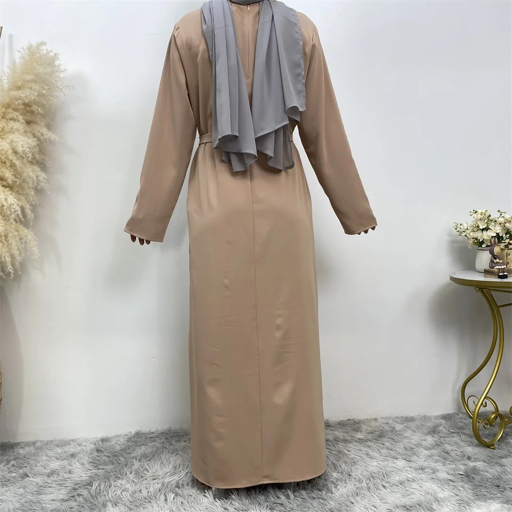 عباية إسلامية موضة جديدة فستان ساخن تركيا العربية دبي رداء بلون سادة مع جيوب فستان نسائي طويل 31