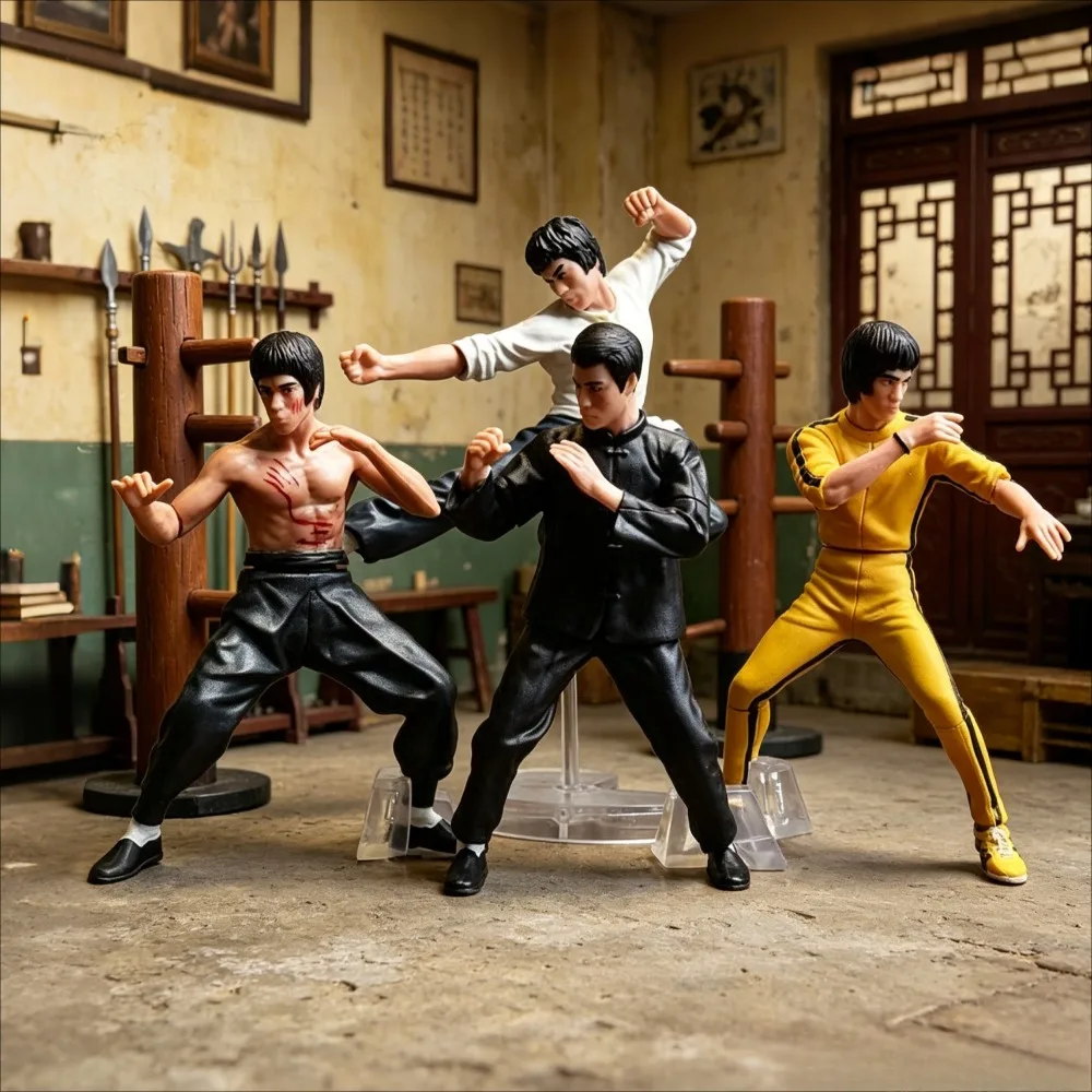 Figuras de ação de 3,15 polegadas/8cm do superestrela das artes marciais Bruce Lee, estátua de PVC, ornamento de mesa, modelo colecionável, brinquedos, presentes.