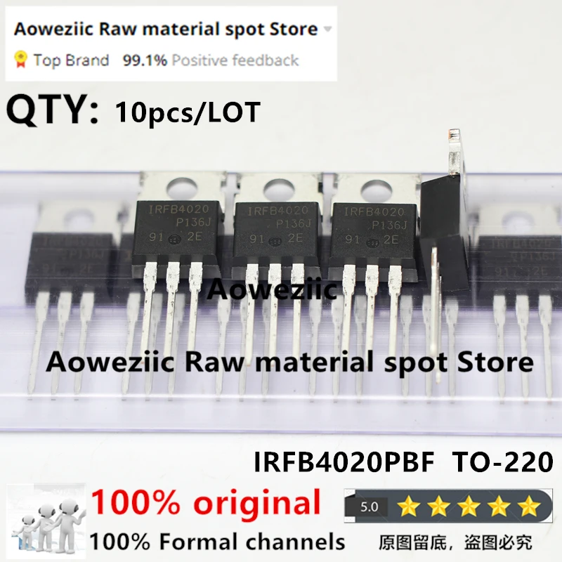Aoweziic 2021+ 100% 신규 수입 원본 IRFB4020PBF IRFB4020 TO-220 N 채널 MOSFET 200V 18A