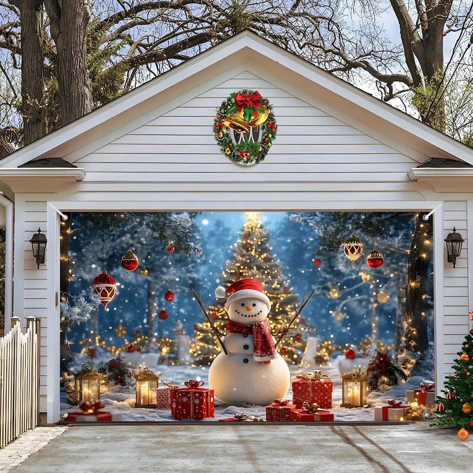 عيد الميلاد باب المرآب راية 13x6ft في الهواء الطلق عطلة ديكور كبير عيد الميلاد التصوير خلفية المنزل مكتب الطرف الجدار الديكور #5