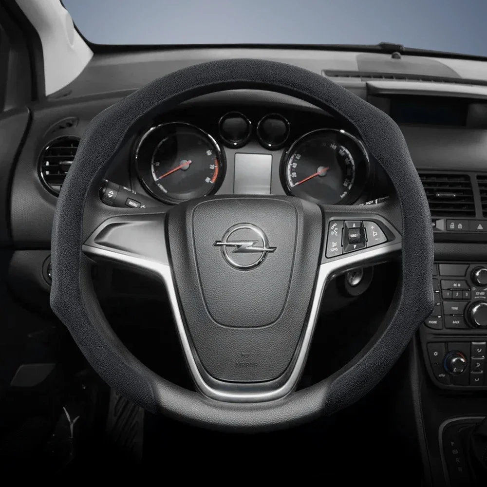 Suitable for Opel Premium Suede Snap-On Steering Wheel Cover, Non-Slip and Durable, Round and D-Shaped Steering Wheel Available