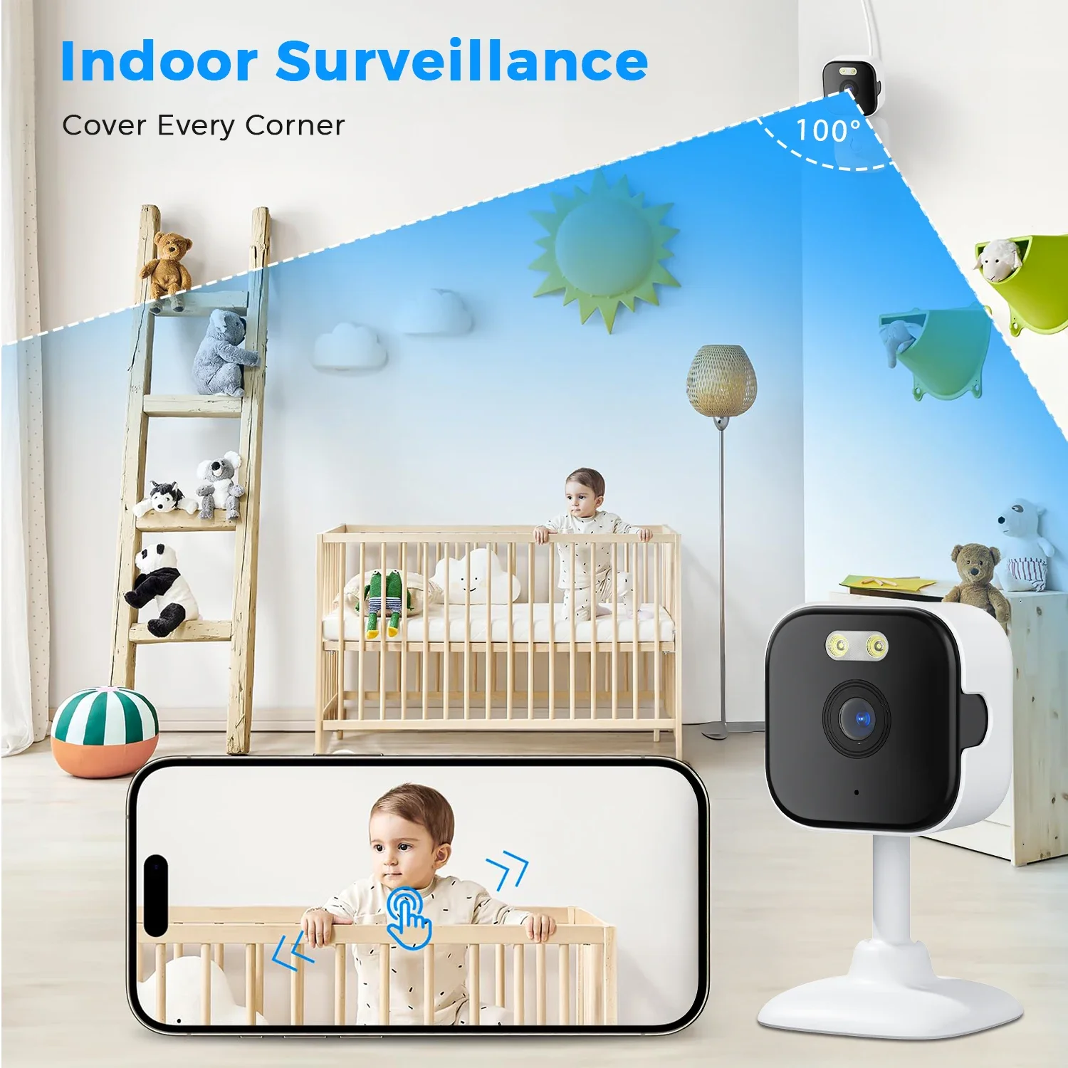 

Mini Cube Camera Wifi Indoor Two Way Audio Human Detection Home 3MP CCTV Security IP Camera 2MP 5X Zoom