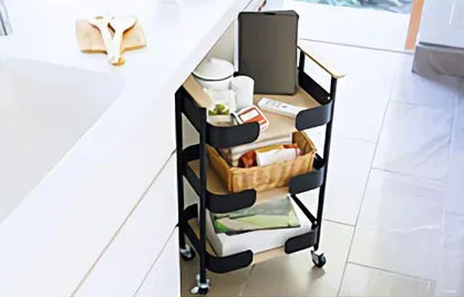 Trolley Shelves With Floor Multi-layer Supplies Storage Kitchen Trolley Truck Steel Storage Rack Shelf Organiser Wheels White