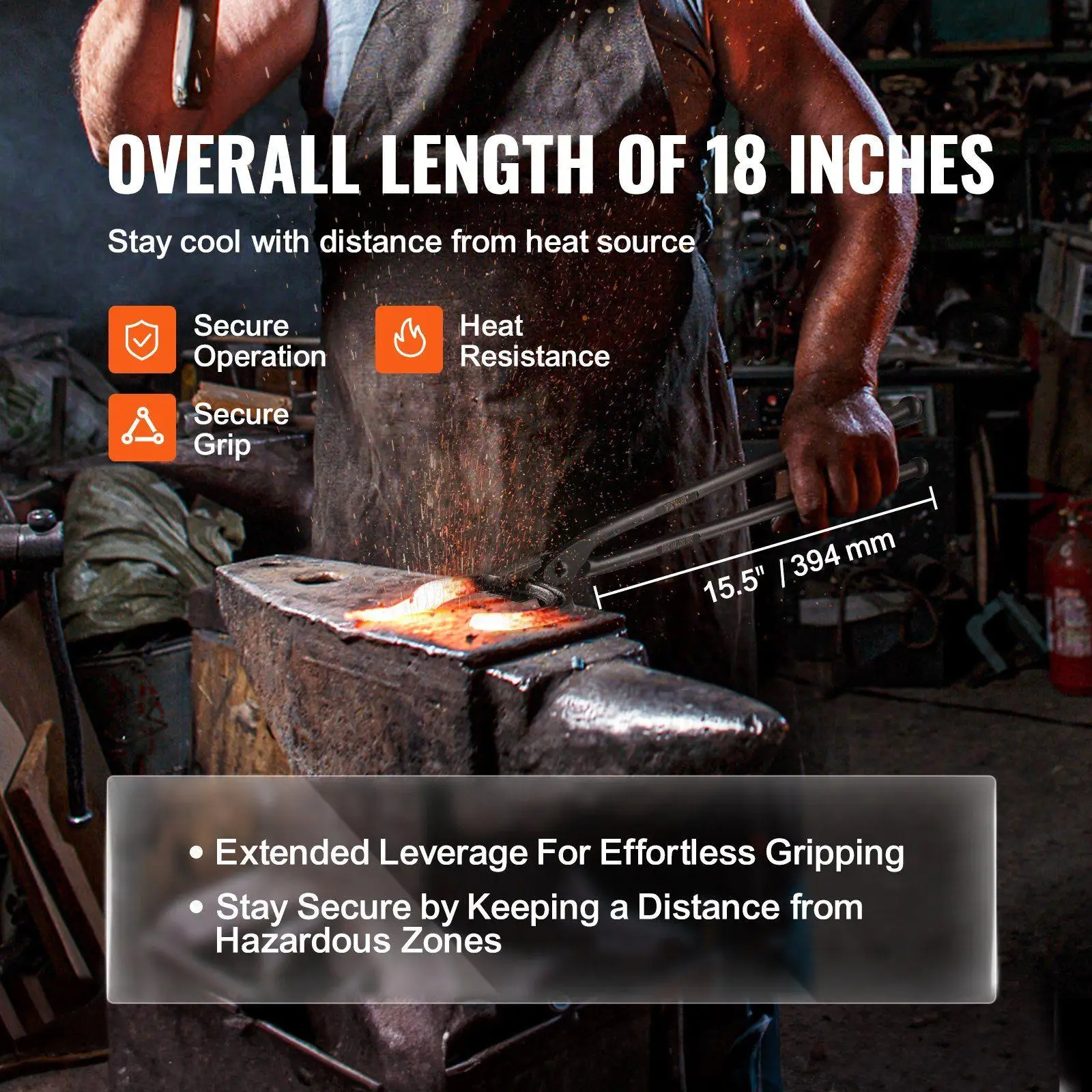 ملقط فكي الذئب مقاس 18 بوصة، بناء متطور من الفولاذ الكربوني مع مسامير فولاذية A3 2.47 رطل لقبضة موثوقة