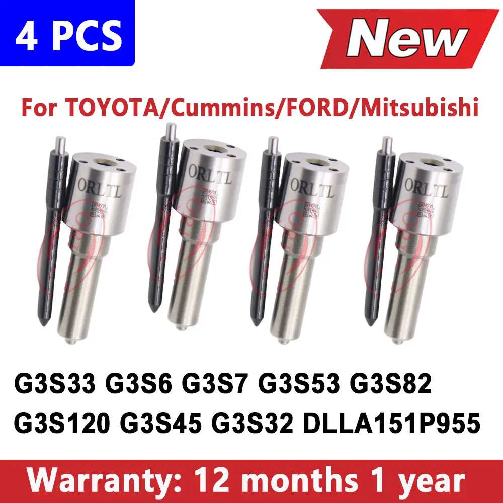 

4 PCS New G3S33 G3S6 G3S7 G3S53 G3S120 G3S82 G3S45 G3S32 DLLA151P955 Diesel Injector Nozzle for TOYOTA Cummins Mitsubishi FORD