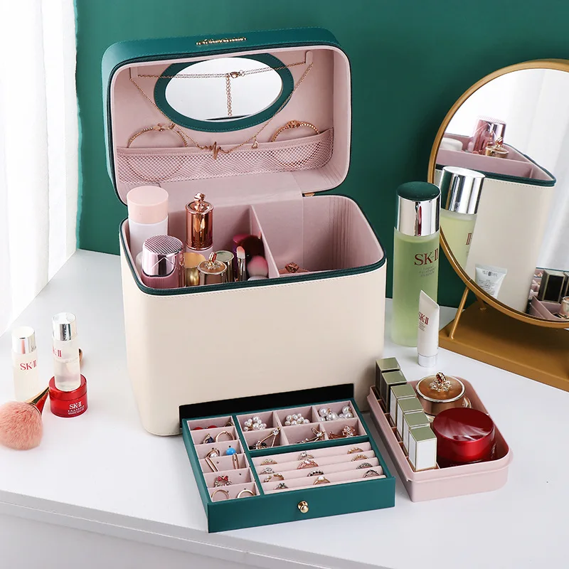 

2025 New Colorful Portable Cosmetic Bag Female Large-capacity Dustproof Multifunctional Professional Nail Cosmetic Case