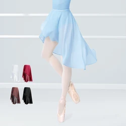 Women Ballet Skirts Chiffon Tulle Skirt Black Polyester Irregular Skirts Adjustable Buckle Dance Skirt Teen Girl Dance Costume