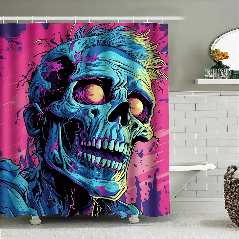 

Tuniu Zombie Shower Curtain Cool Horror Art Graphic Psychedelic Room Decor Dark Aesthetic Blackout Curtain