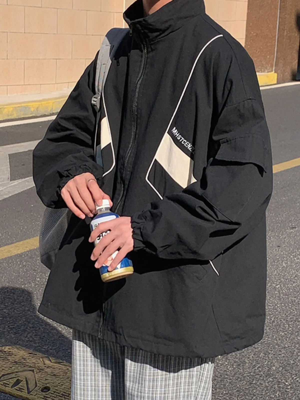 

Повседневная куртка в стиле рабочей одежды для весны и осени, свободного кроя, модная, универсальная, в стиле хипстер Харадзюку, на молнии, с длинными рукавами