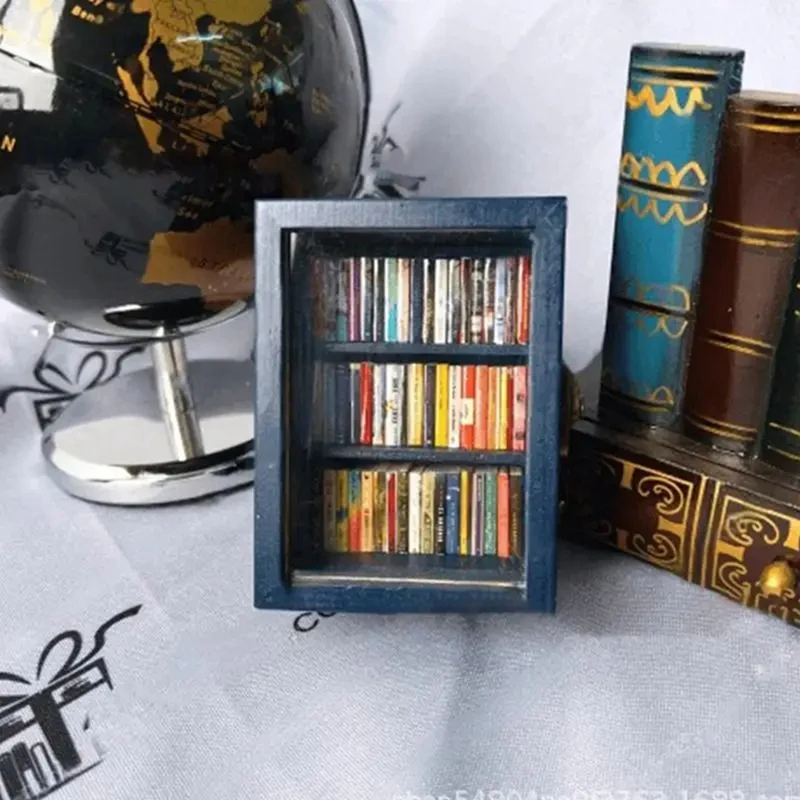 2PCS Miniature Bookshelf Pocket Anxiety Bookshelf Wooden Tiny Book Library Stress Reliever Bookshelf Durable Easy Install