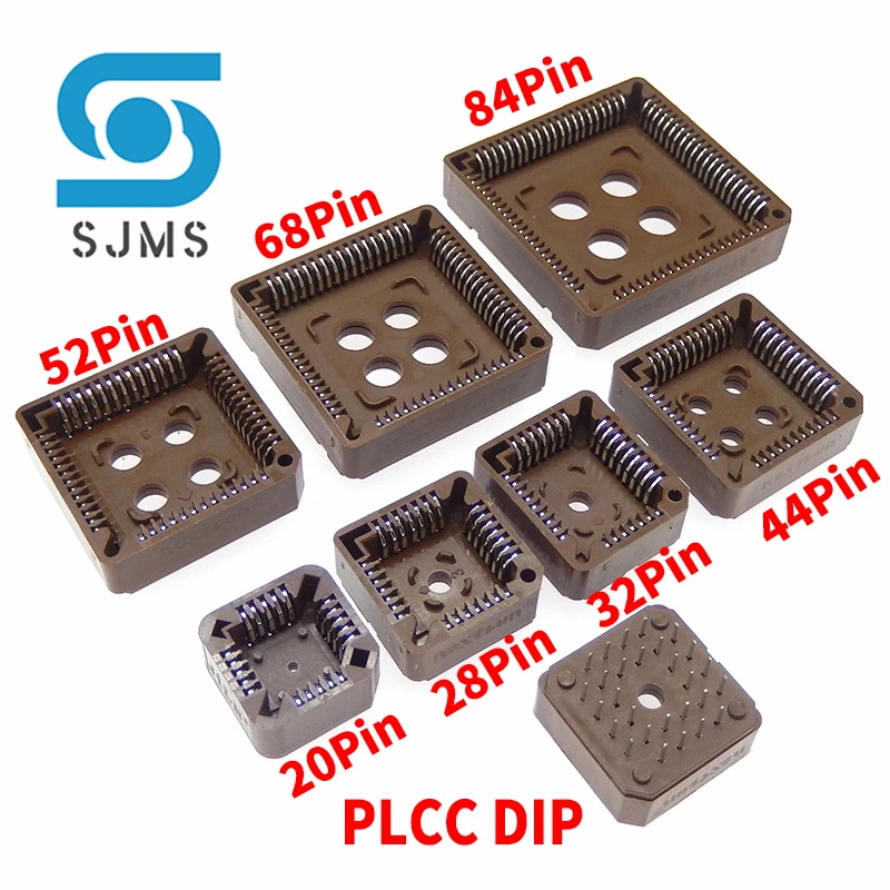 5 sztuk PLCC IC Gniazdo PLCC20 PLCC28 PLCC32 PLCC44 PLCC52 PLCC68 PLCC84 SMD DIP PLCC Adapter gniazda W magazynie 20 28 32 44 68 84 Pin