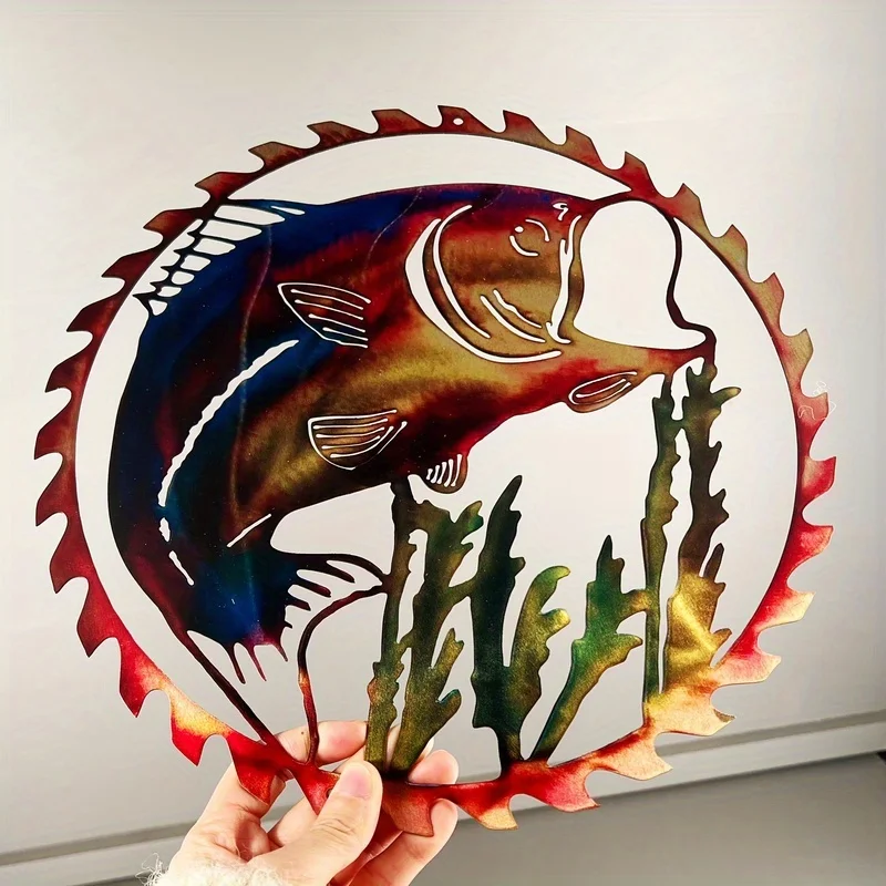 Bohemian Style Metal Sculpture - Interlocking Fish Silhouettes with Heart-Shaped Scales, Patina Finish, Ideal Valentine'S Gift