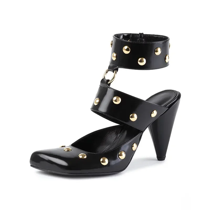 European and American Fashion Stage Runway Shoes, Women's Irregular High Heel Rivet Sandals, Women's Fashion Banquet Shoes