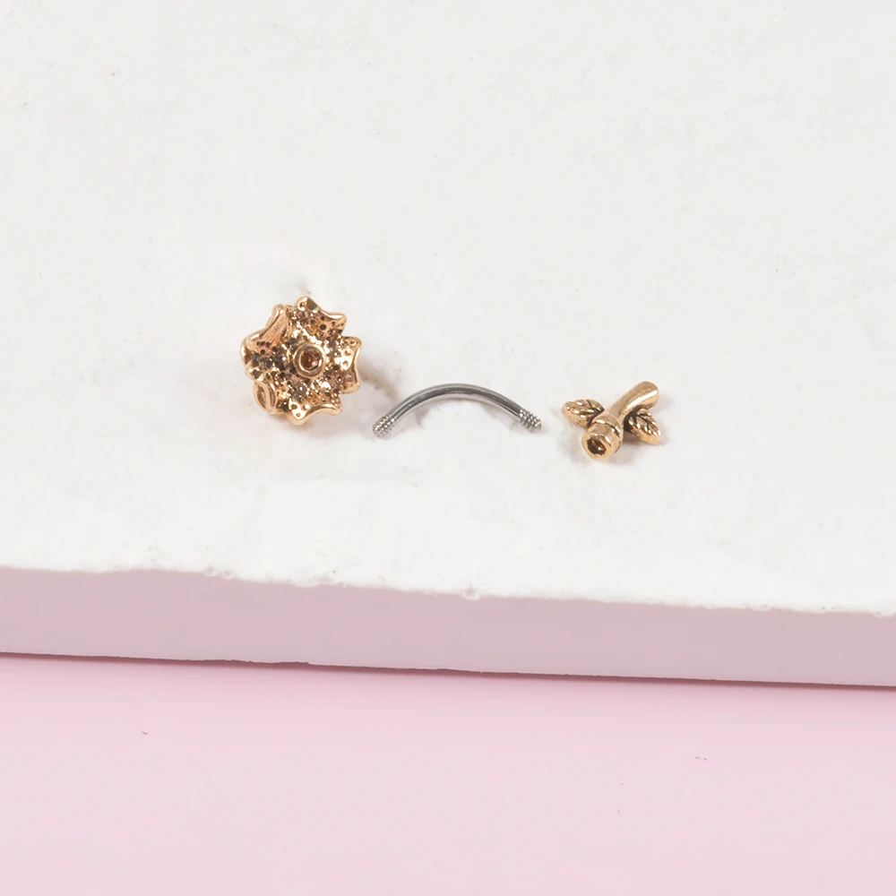 1PC Stainless Steel Punk Vintage Rose Stud Earring Ear Lobe Earring Ear Tragus Helix Cartilage Daith Piercing Body Jewelry
