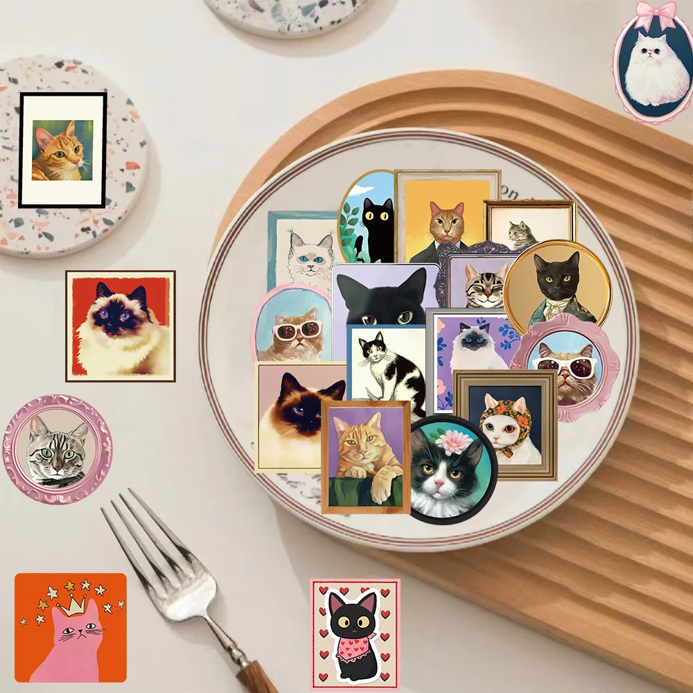 50PCS Cute Cat Sticker Notebook Gift Luggage Scrapbooking Stationery Waterproof Graffiti Coffee Phone Stationery Cartoon Sticker image 5