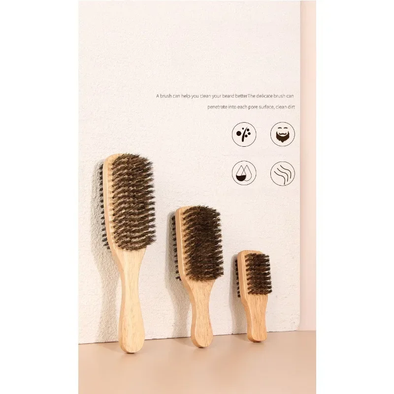 1PC spazzola per capelli con setole di cinghiale da uomo S/M/L spazzola per capelli in legno naturale per barba maschile spazzola per capelli a doppia faccia a doppio scopo