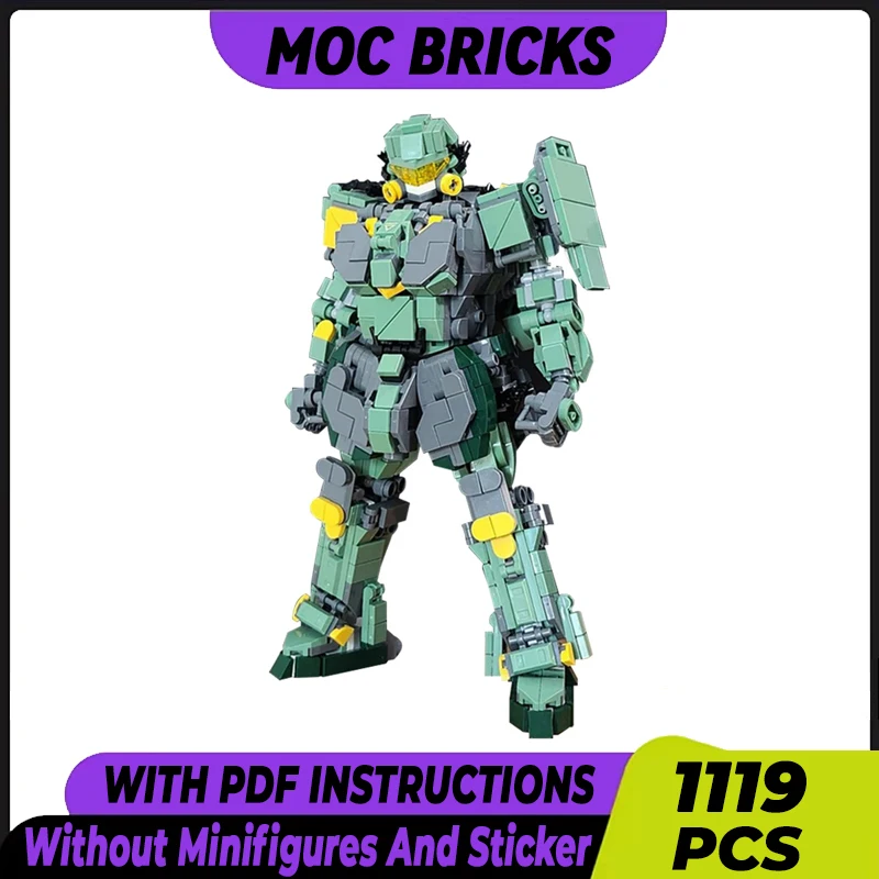 Briques de construction MOC pour modèle d'arme militaire, blocs modulaires, technologie Mech Type 2 verte, cadeaux de jouets de Noël, ensembles de bricolage, assemblage