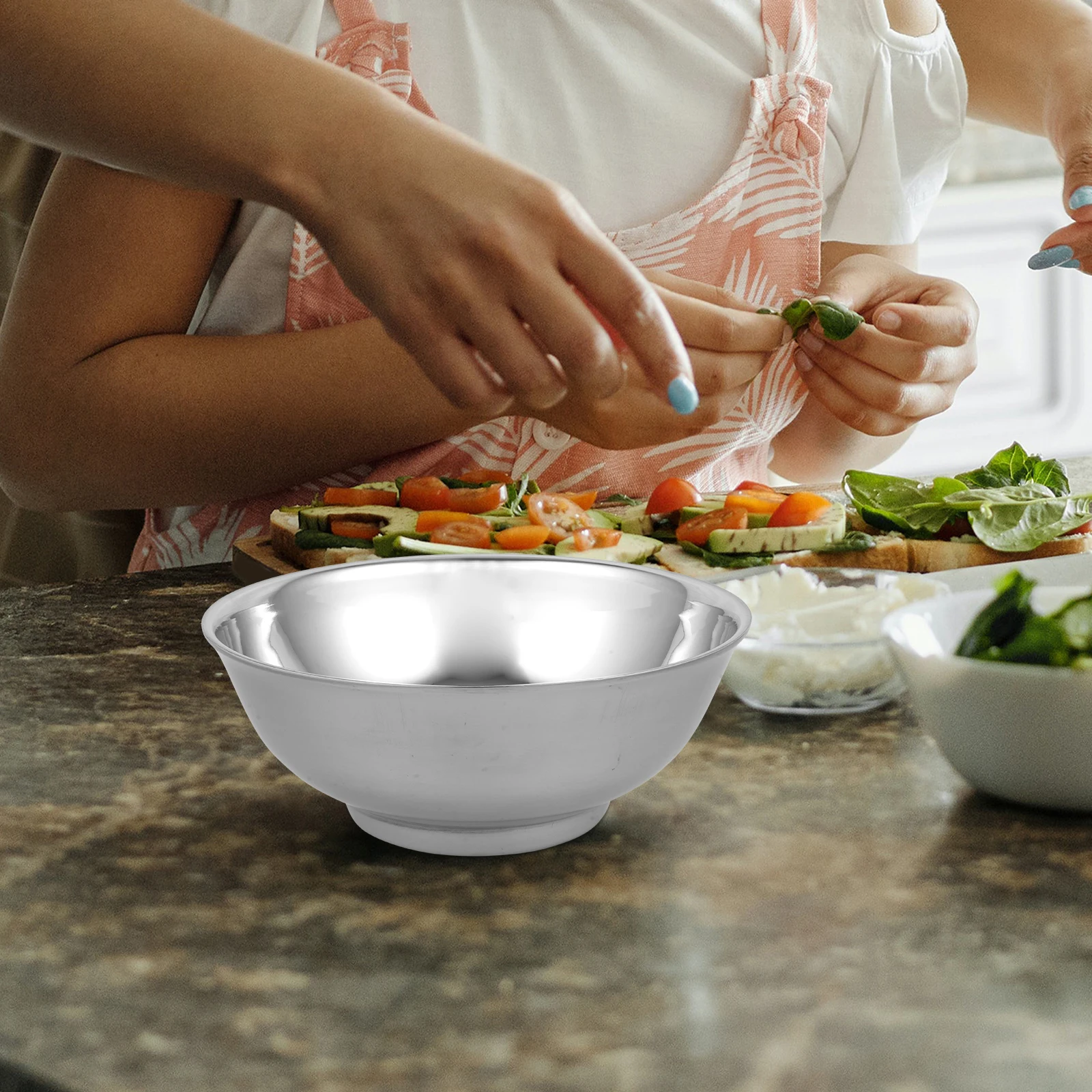 

1 шт. миска из нержавеющей стали, двухслойная изолированная защита от ожогов, суп, лапша, салат, держатель для еды, большой кухонный контейнер для хранения еды