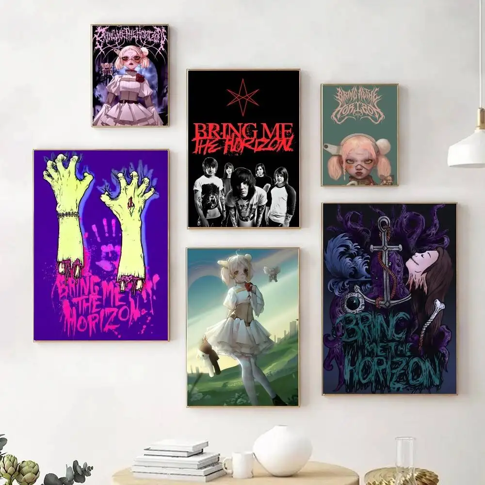 Singer Band Rock B-Bring Me The H-Horizon Manga Posters Fancy Wall Sticker for Living Room Bar Decoration Wall Decor
