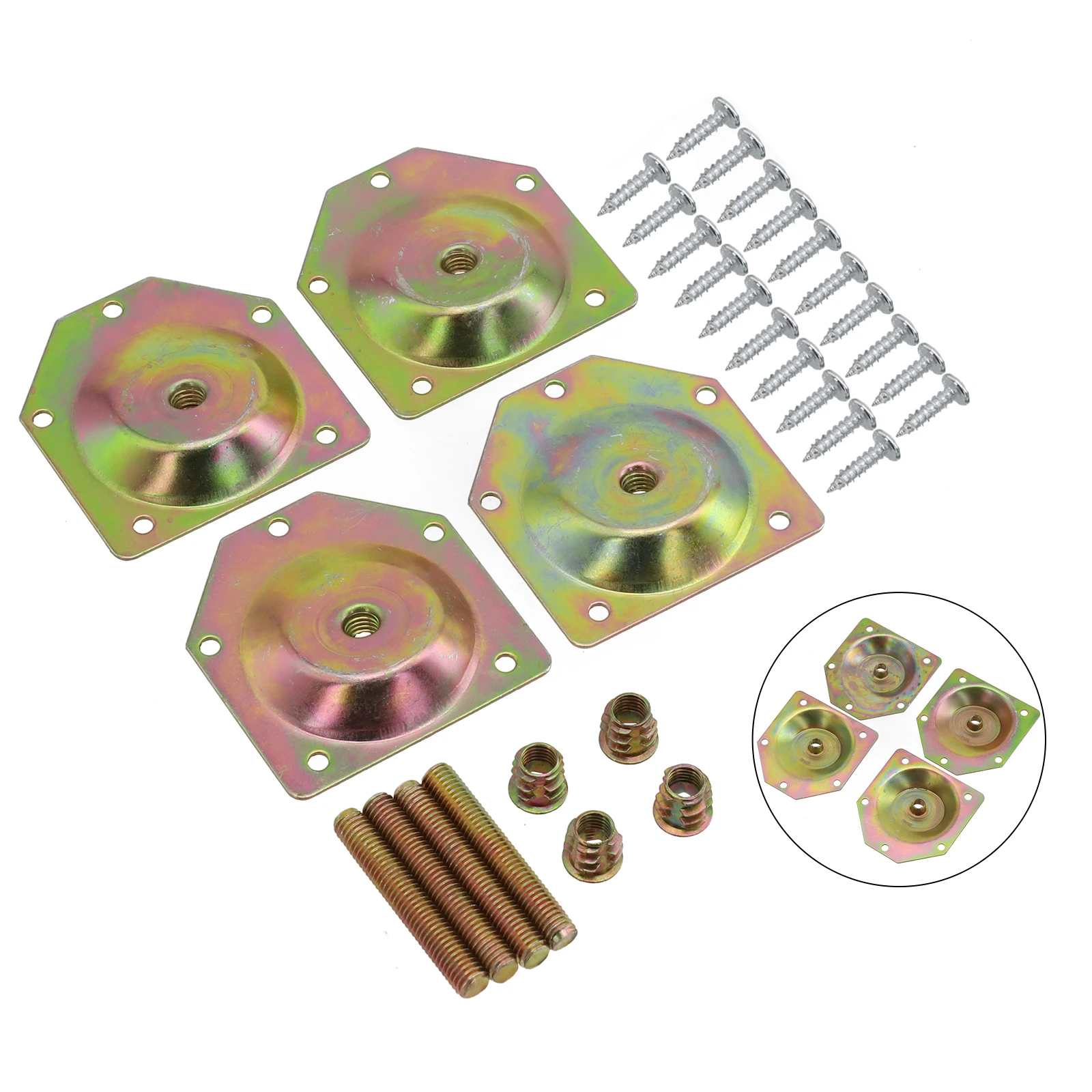 Galvanized Iron Angled Wood Legs Fixing Plate Bracket, Set of 4 with Screws, Ensures Stable and Long lasting Connection