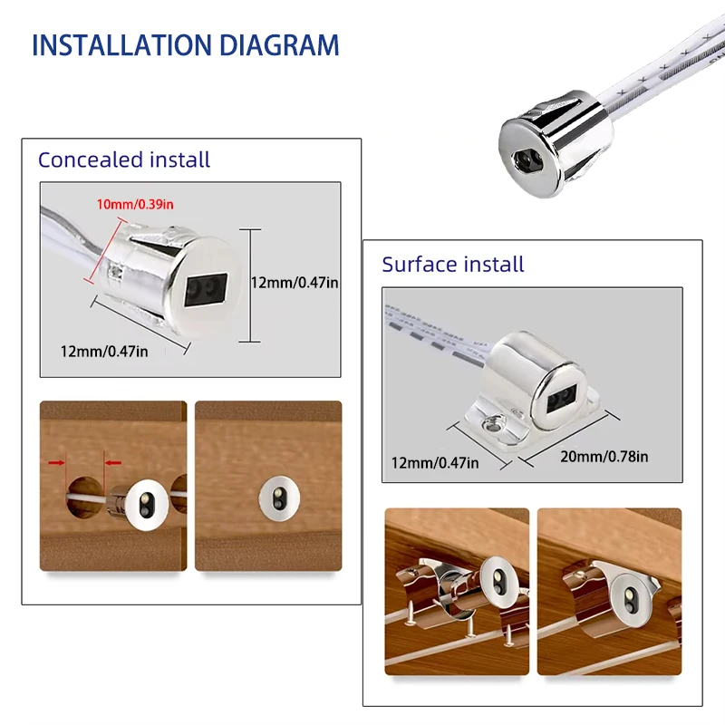12V/24V 5A IR Proximity Sensor Switch / Automatic On/Off LED Light Controller for Cabinet, Door & Drawer