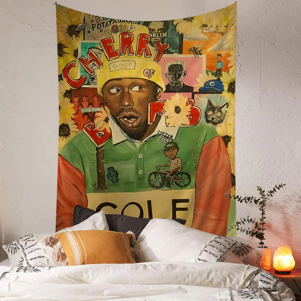 Flower Boy Tyler The Creator Anime Tapestry Hanging Tarot Hippie Wall Rugs Dorm Home Decor