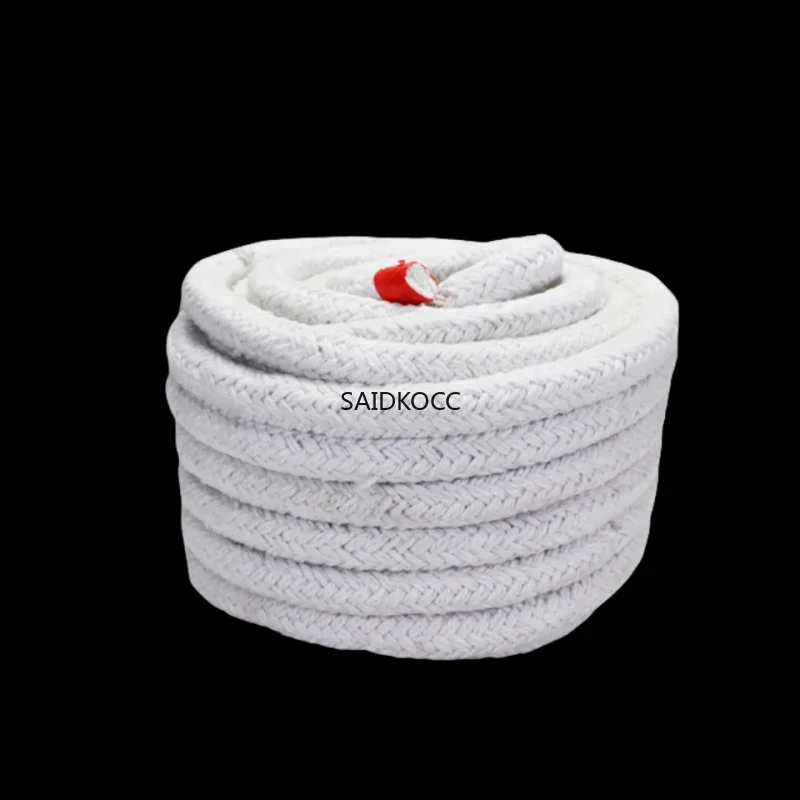 SAIDKOCC Refractory Ceramic Fiber Rope Braided Rope Kiln Boiler Door Oven Seal Square Strip Ceramic Fiber Round Rope