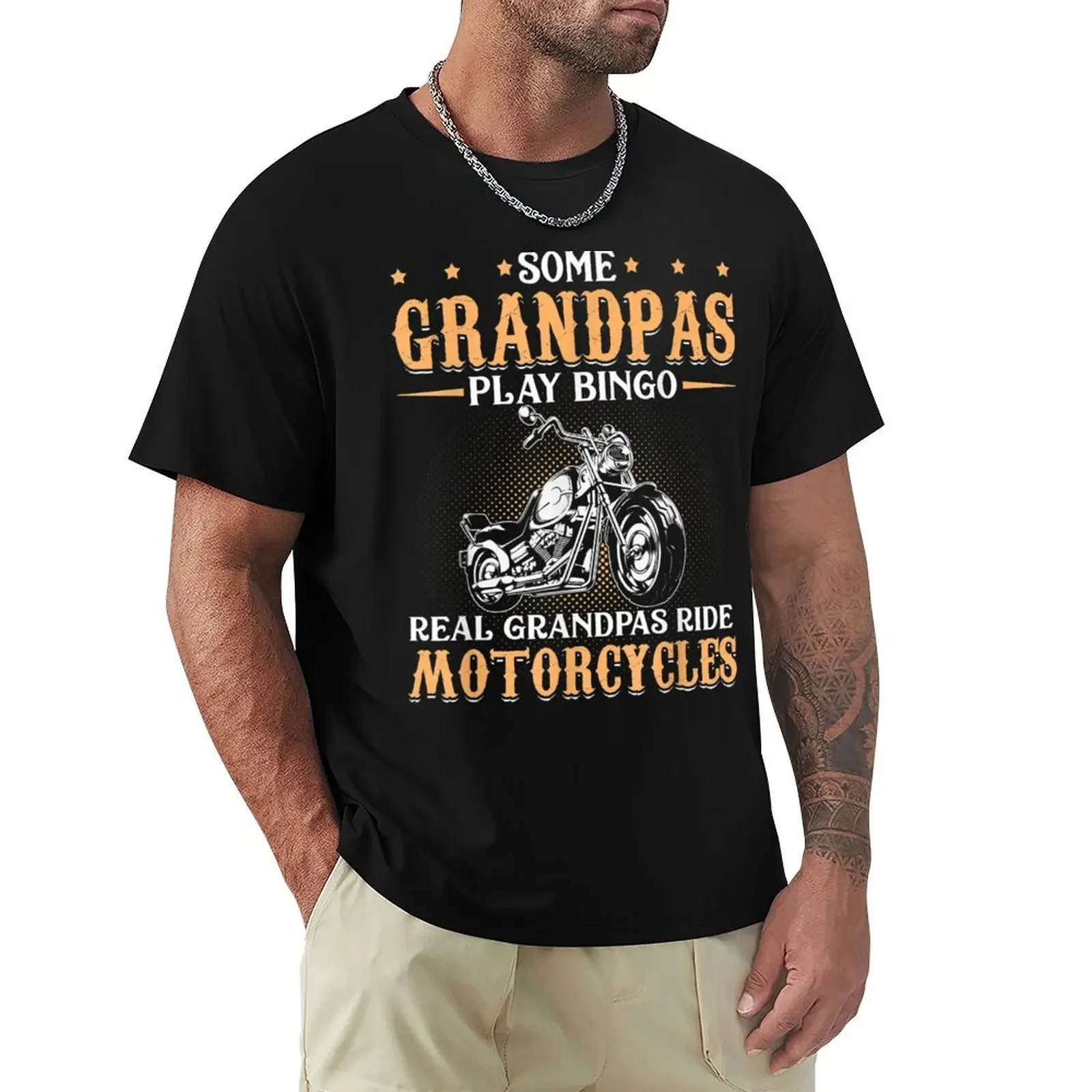 Real Grandpas Ride Motorcycles For Grandfather T-Shirt rapper graphic tees essential t shirt slim fit t shirts for men