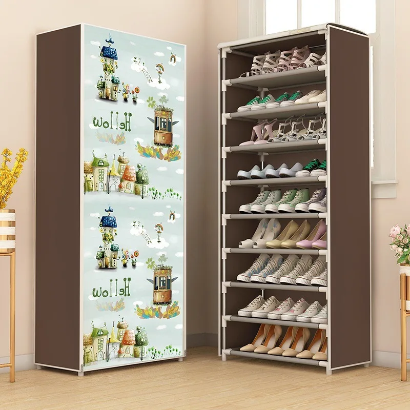 Shoe Rack Home Indoor Beautiful Economical Simple Door Dormitory Fabric Shoe Cabinet Multi-Layer Dustproof with Zipper