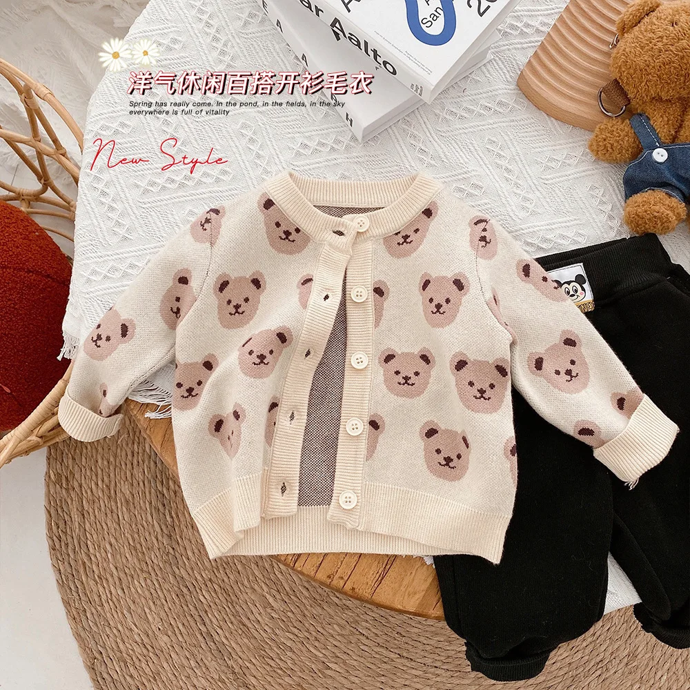 

Children Cartoon Bear Cardigan New Arrival Girl Fashion Knitted Sweater Spring Autumn Baby Outwear Fashion Coat TP167