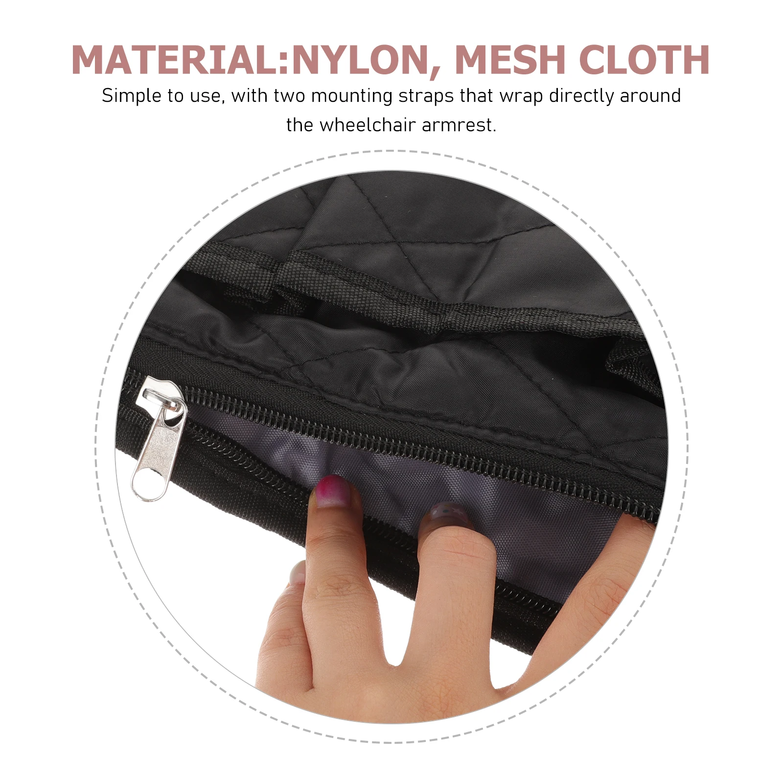 

Wheelchair Side Bag Multi Grid Storage Pouch For Armrest Hanging Lightweight Organizer Mounting Straps Compatible Universal