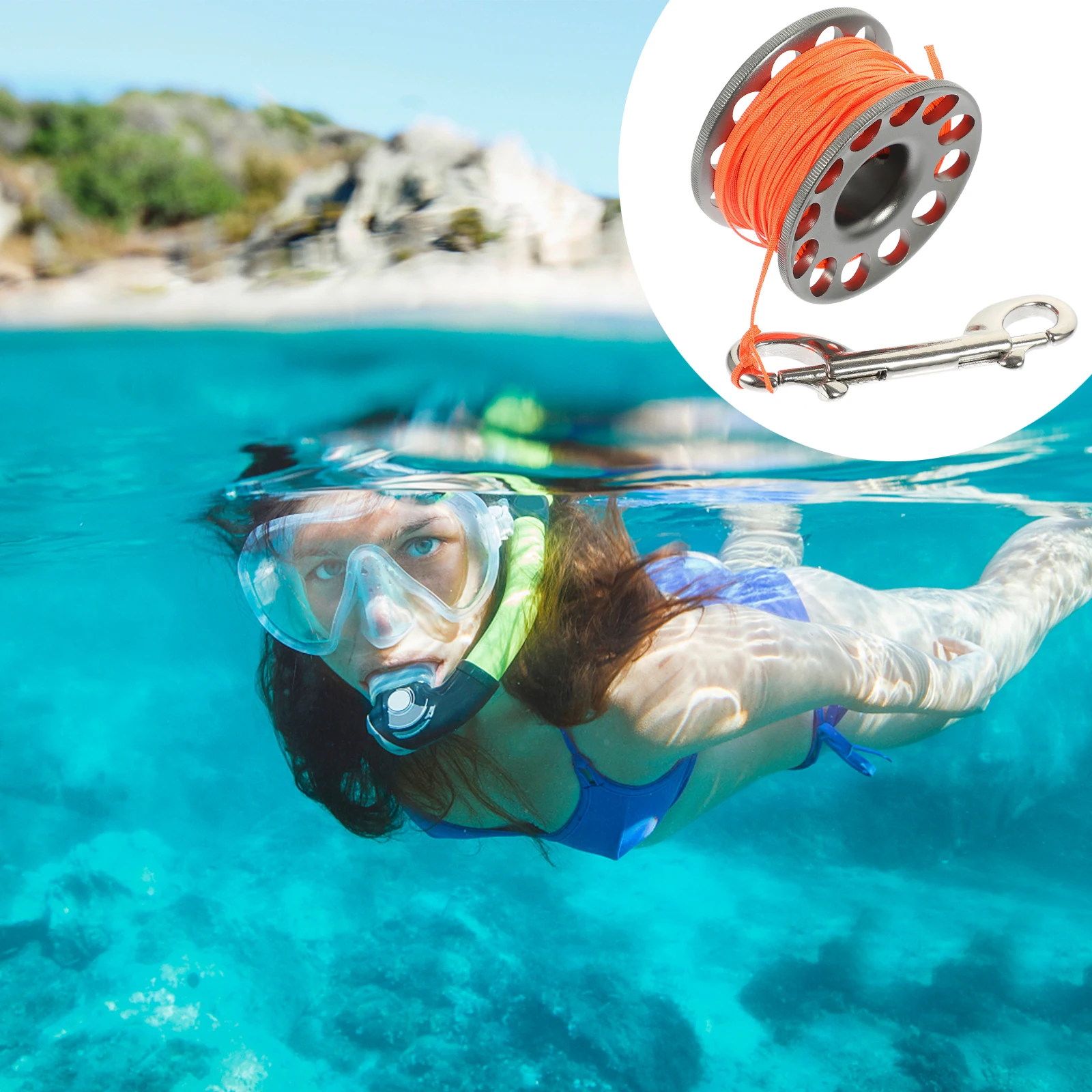 

Aluminum Alloy Diving Spool Lightweight Finger Reel Underwater Tools Scuba Accessories Practical Durable Smooth Surface Round