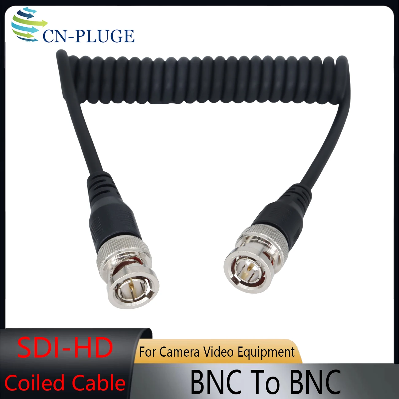 Coiled BNC Cable 3G/HD SDI Cable 12in 75 Ohm Right Angle BNC Jumper Cord for Camera Video Equipment Support HD-SDI 3G-SDI