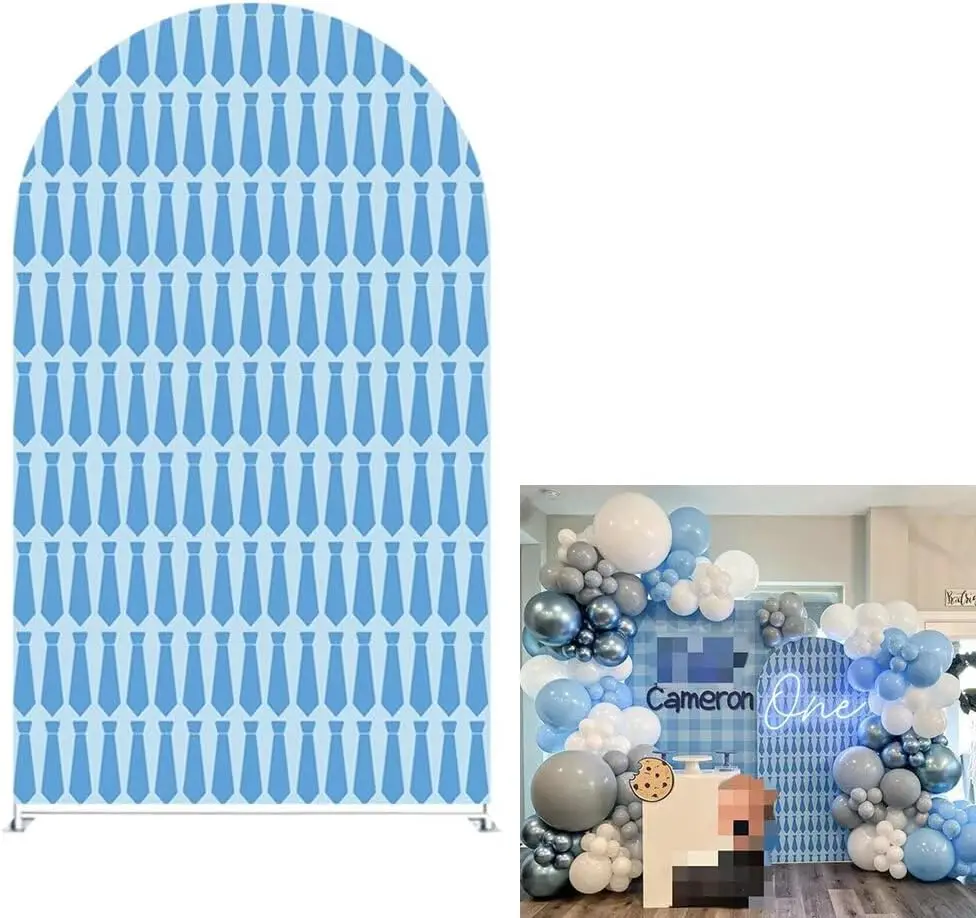 ربطة العنق الزرقاء مخصصة على الوجهين الخلفيات الصبي القوس بوس حفلة عيد ميلاد كعكة الجدول خلفية زينة استحمام الطفل غطاء قوس الدعائم