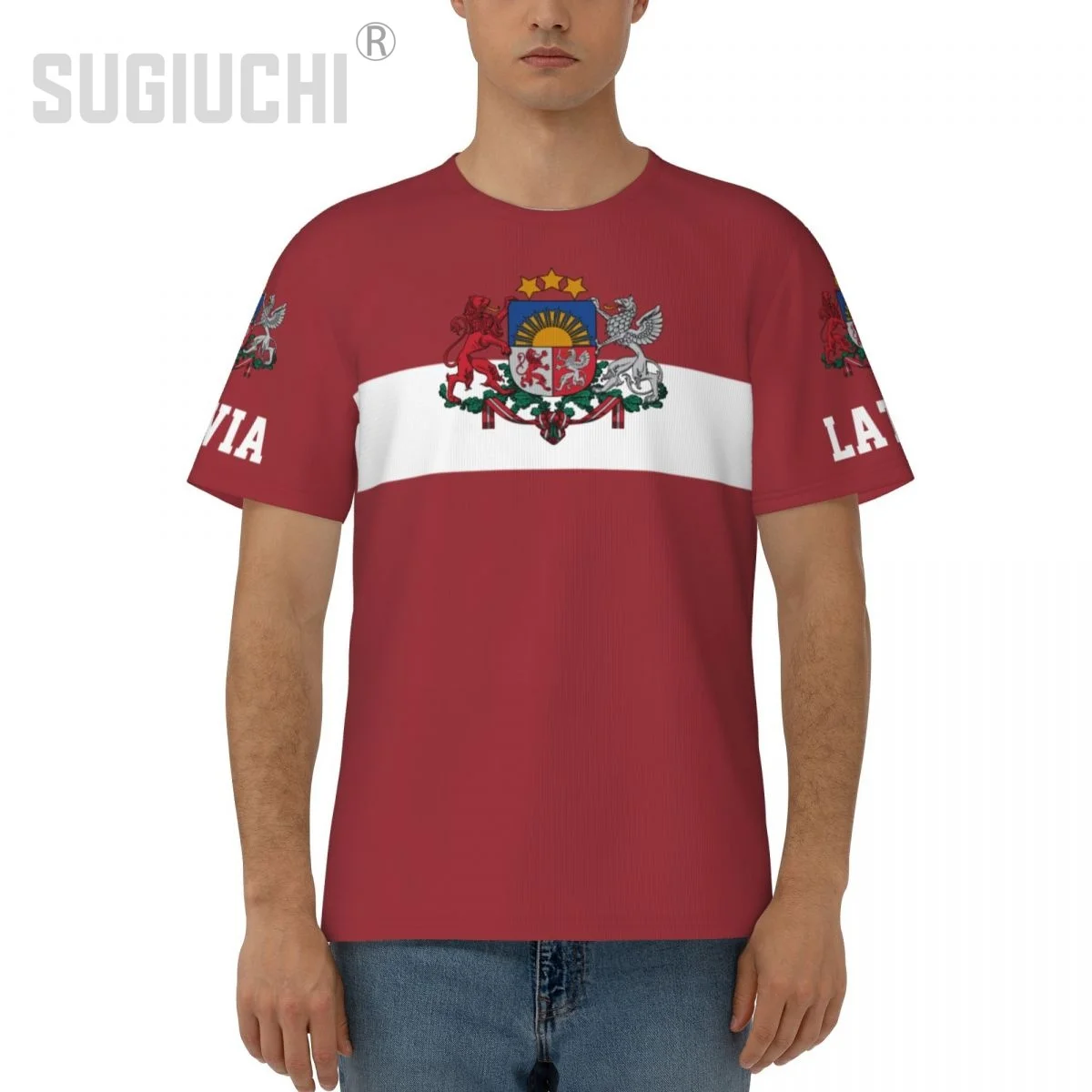 Unisex Nation T-shirt Latvia Flag Latvians T-shirts jersey For Men Women Soccer Football Fans Gifts Custom clothes tee view 2