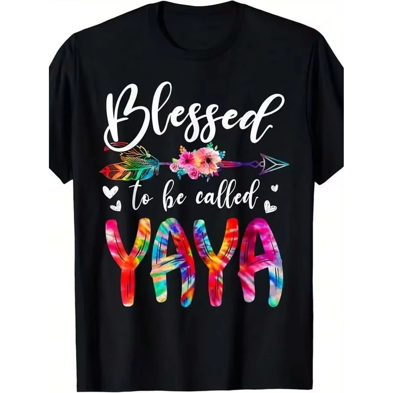 Women To Be Called Mom Yaya Floral Tie-Dye T-Shirt Pure Retro Round Neck Short Sleeve Shirt Matching Family Mother's Day Outfits