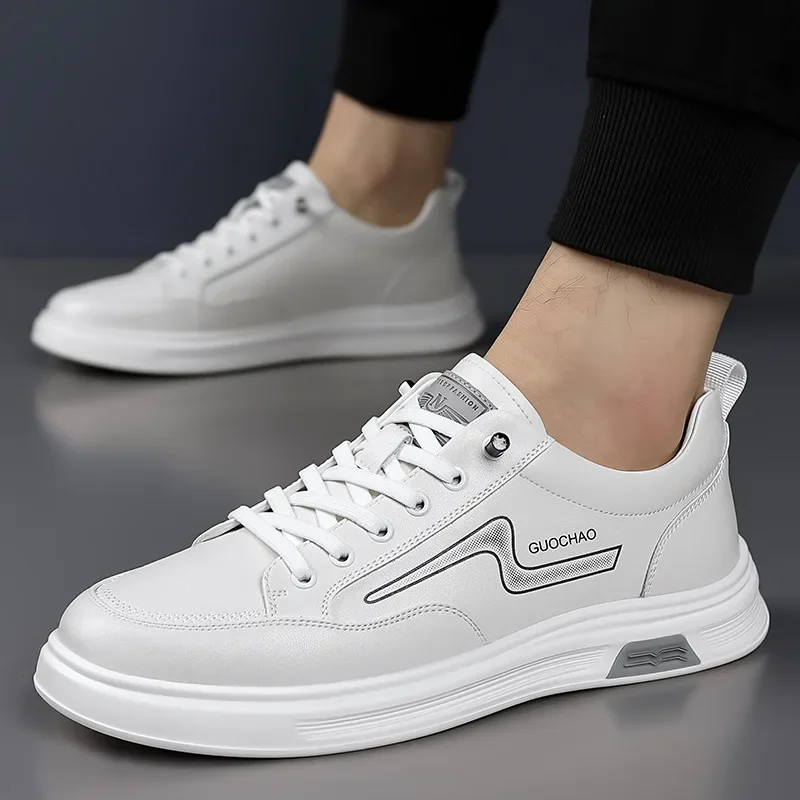 

Весенняя мужская кожаная повседневная обувь, обувь для отдыха на плоской подошве, молодежные уличные крутые слипоны