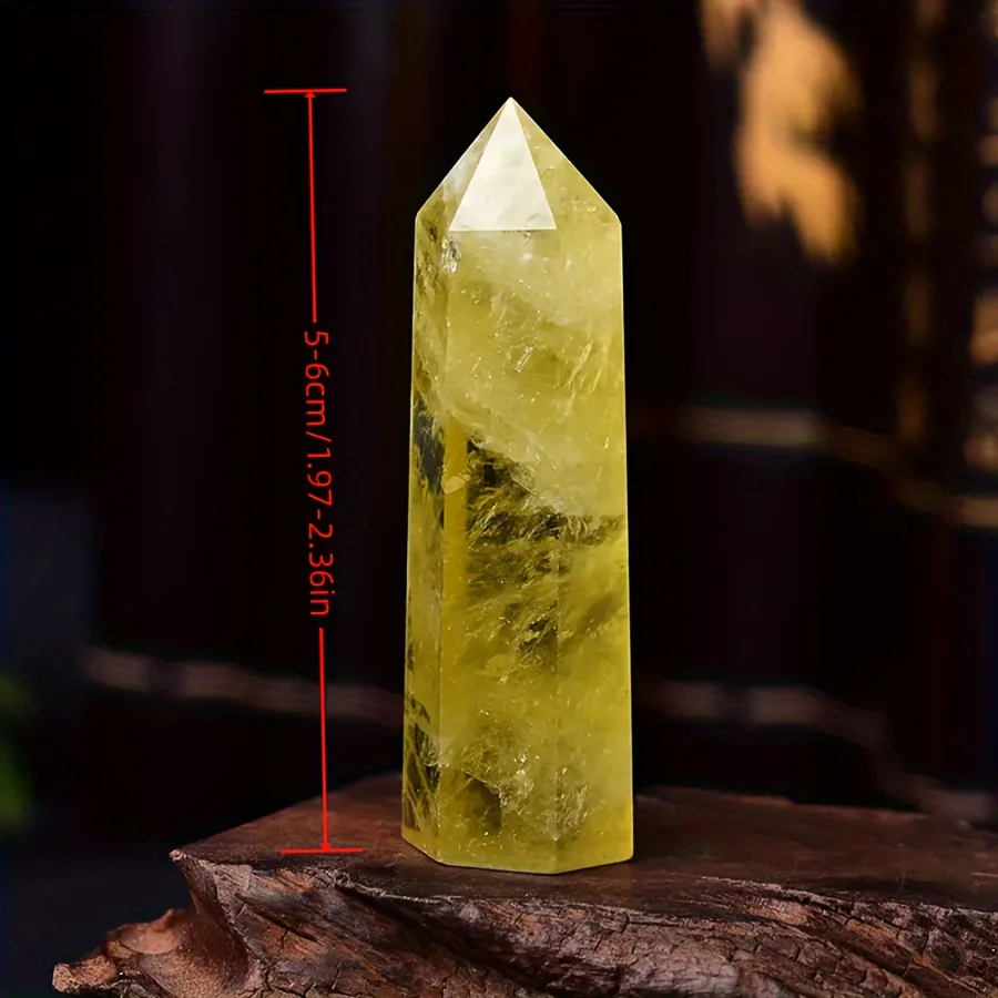 Nature Quartz Citrine Hexagonal Energy Pillar, Home Decoration