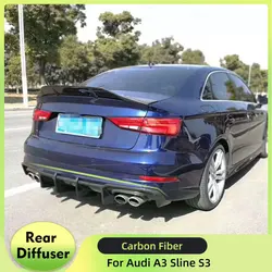 Rear Bumper Diffuser Lip Spoiler For Audi A3 Sline S3 Sedan 2017-2020 Car Rear Diffuser Bumper Guard Carbon Fiber / FRP