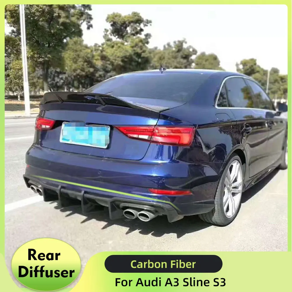 Rear Bumper Diffuser Lip Spoiler For Audi A3 Sline S3 Sedan 8V.5 2017-2020 Car Rear Diffuser Bumper Guard Carbon Fiber / FRP