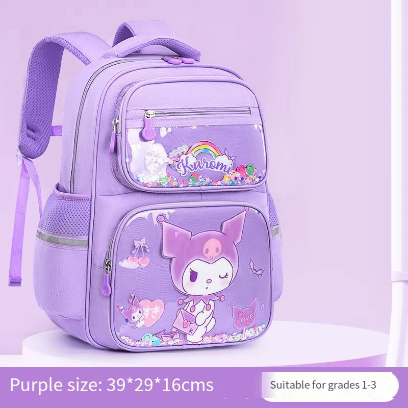 

New Kuromi Sanrios Child Backpack Cartoon School Bag Anime Figure Portable Large Capacity Water Proof Backpack Simple All-Match