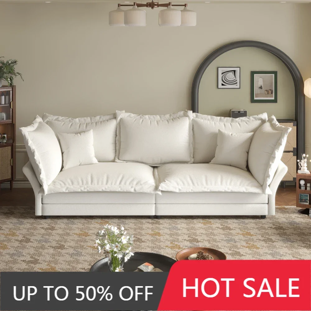 

90.55'' Oversized Loveseat Sofa, Velvet Modular Sectional Sofa,Pillows,Deep Seat Chaise Lounge Convertible,Living Room,Apartment