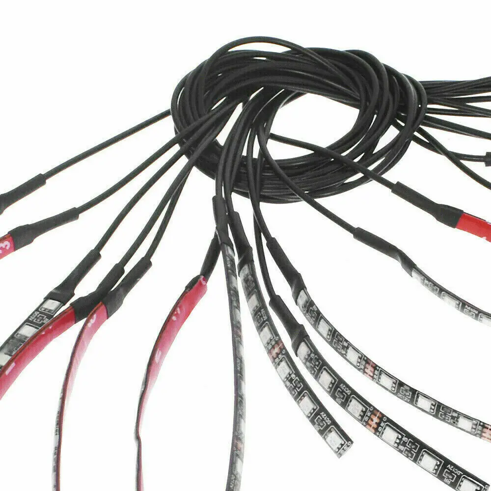 

12 светодиодных лент для мотоцикла RGB с акцентом, светящиеся неоновые ленты, комплект, 15-цветный пульт дистанционного управления