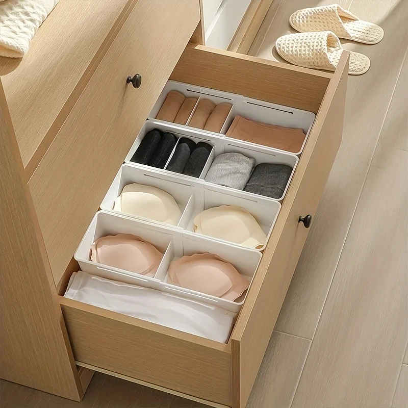 Drawer Storage Box with Dividers Adjustable Length Plastic Drawers Separators Organizer for Bedroom Office and Kitchen