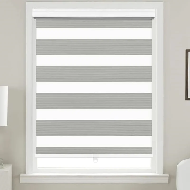 Persiana de ventana personalizada, tela de protección solar con filtrado, materiales de aluminio, persianas enrollables de cebra inalámbricas con resorte Manual para dormitorio