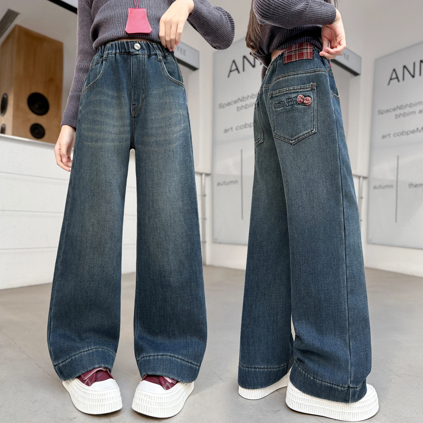 

New Spring Fashion Loose Straight Jeans for Teenage Girls 5 6 8 9 10 12 to 14 Years Classic Designer Kids Stylish Denim Pants